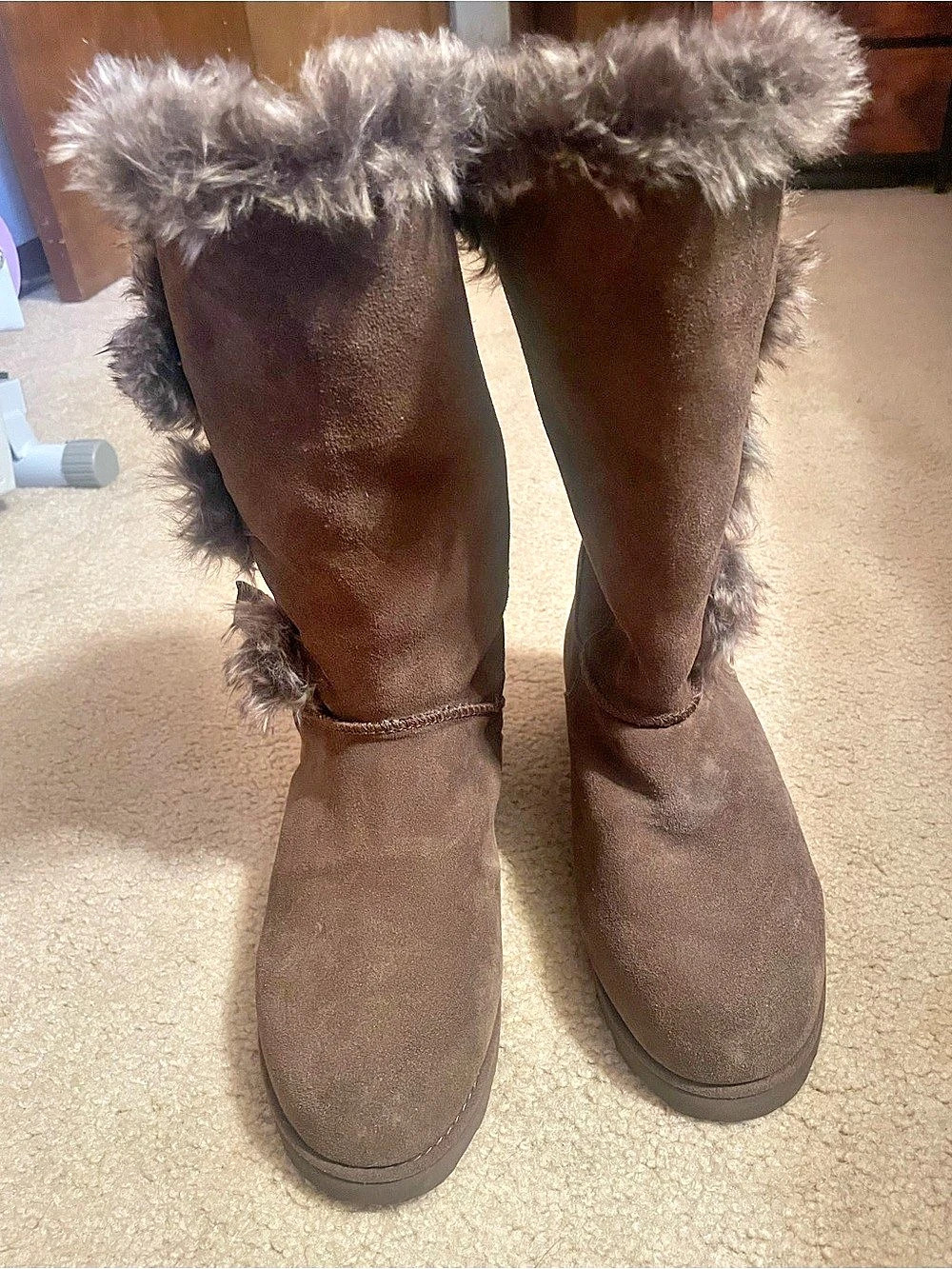 Bearpaw Genevieve Brown Faux Fur Trim Winter Boots